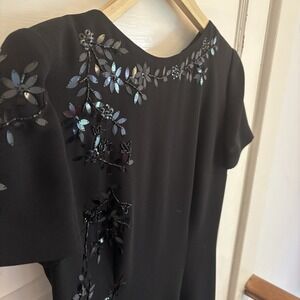 Donna Morgan Vintage Women's Black Beaded Floral Maxi Dress 90s Size 4
